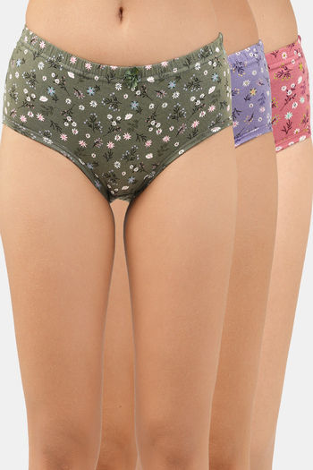 Buy Lady Lyka Medium Rise Full Coverage Hipster Panty (Pack of 3) - Multicolor